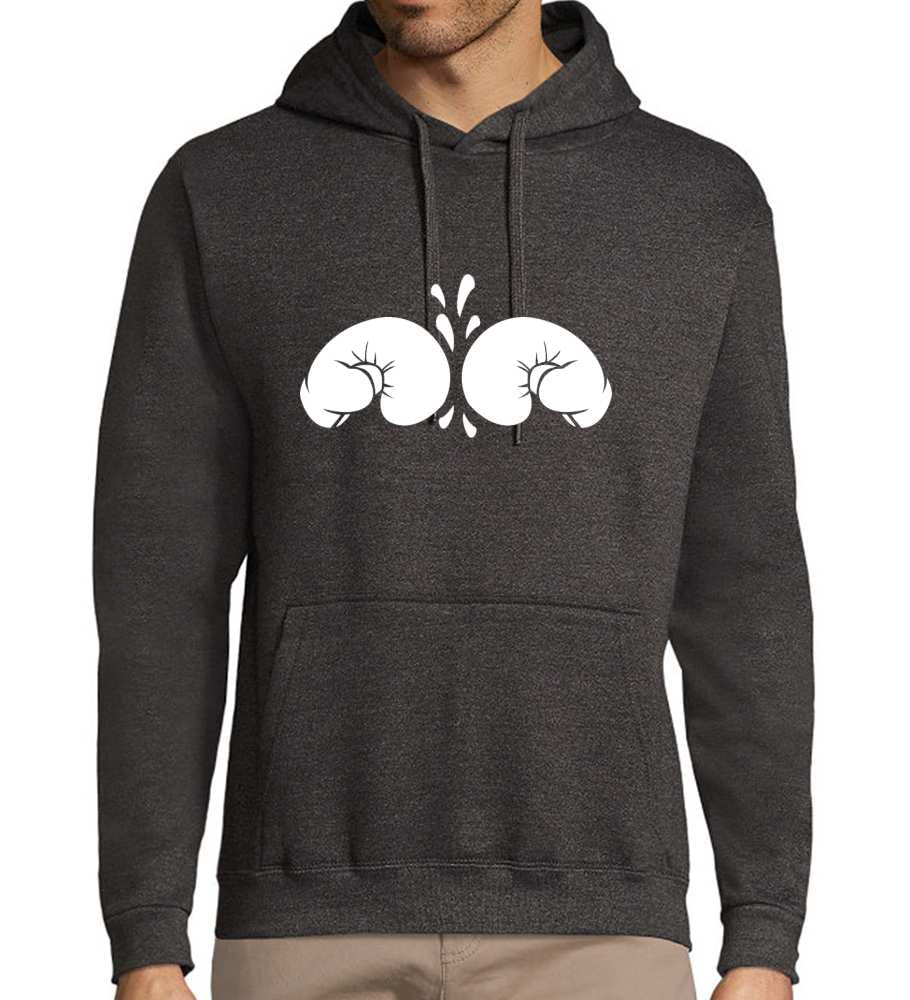 Boxkampf - Guanti da boxe da uomo, con cappuccio, colore: grigio scuro, M
