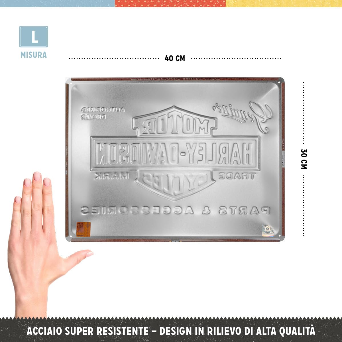 Nostalgic-Art Targa retrò, 30 x 40 cm, Harley-Davidson – Parts & Accessoires – Idee regalo per biker, Official License Product (OLP), in metallo, design vintage