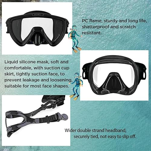 Miniatura 6 de Máscara de buceo para adultos con gorro de natación, gafas de natación de vidrio templado antivaho con cubierta para la nariz, máscara de buceo
