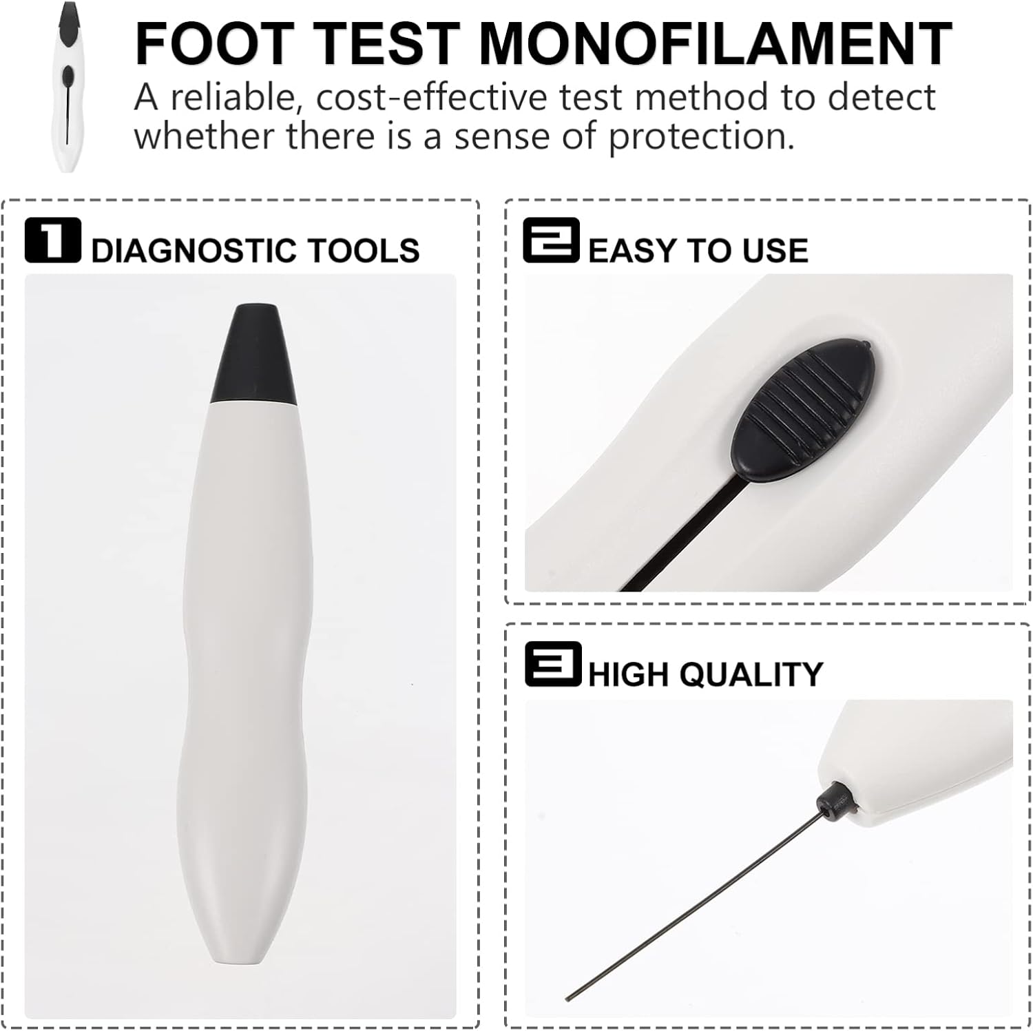 12pcs Monofilament Pen, 10g Foot Neuropathy Test Monofilament FootFilament Diabetic Pen Retractable Foot Tester Nerve Skin Contact Needle Foot Probe