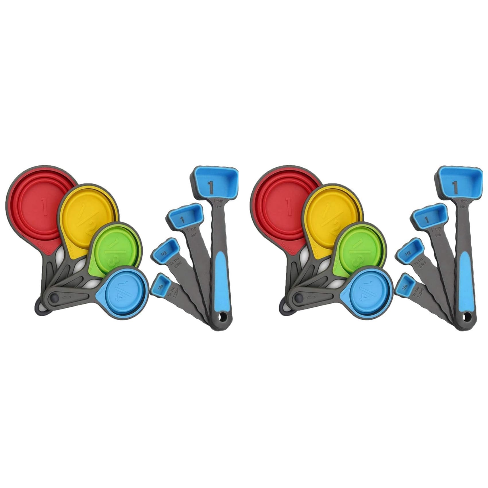 Hndhbfgrt 16X Foldable Silicone Measuring Cups and Measuring Spoons Set, Measuring Spoons for Cooking Baking Dosing Dosing Aid