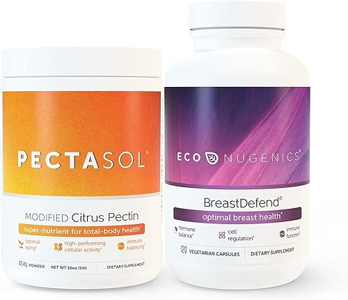 EcoNugenics Promueve la salud de los senos y el apoyo celular - BreastDefend 120 cápsulas + PectaSol-C modificada pectina cítrica paquete de 16.01 oz
