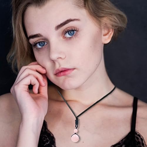Miniatura 3 de Collar de cristal para mujeres y hombres, collar con colgante de cuentas redondas de protección para espiritual, piedras preciosas naturales de