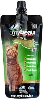 My Beau for Cats – Omega 3 & 6, Essential Vitamins – Enhances Skin, Coat, Immunity, Digestion & Reduces Fur Balls – High Absorption & Palatable Formula 150ml