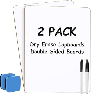 MaxGear 9x12 Small Dry Erase Whiteboard 2 Pack, Double Sided Mini Lapboards with Markers & Erasers for Students, Teachers, School & Office