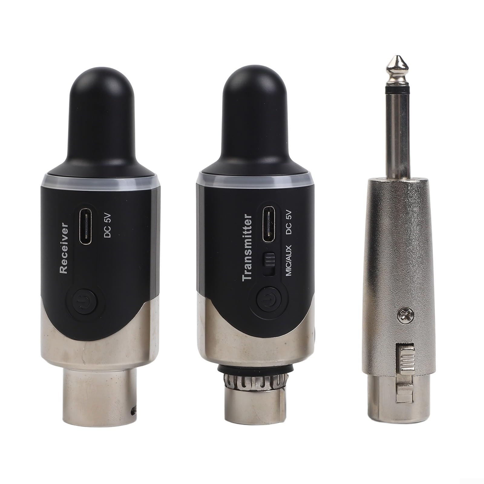 Uhf - Convertitore da cablato a wireless per microfono e chitarra con XLR e jack da 6,35 mm, trasmettitore in metallo per prestazioni sul palco, portata di 50 metri e lunga durata, colore nero