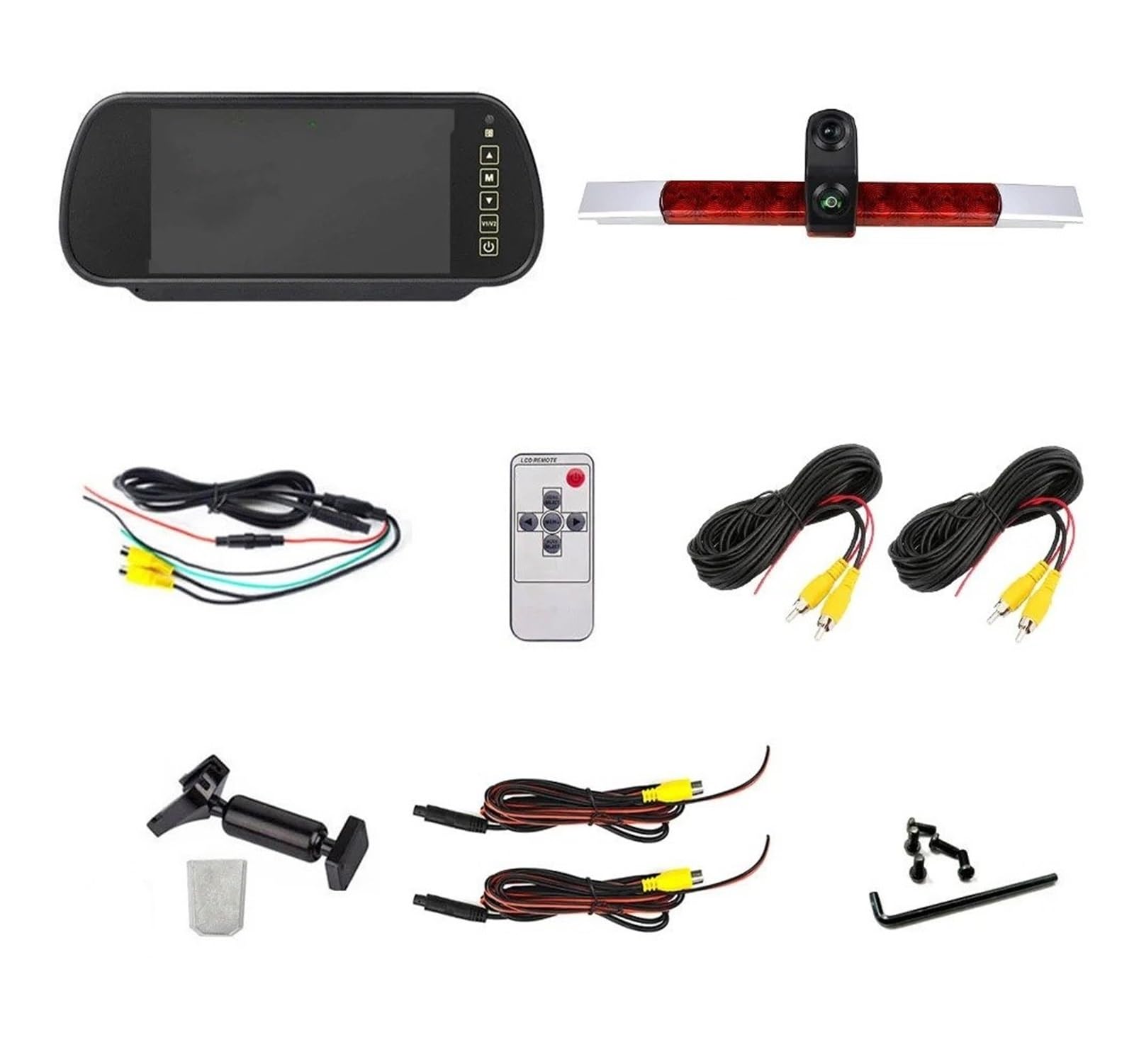 Cámara Aparcamiento Cámara Marcha Atrás con Luz Freno Doble Lente para Todos Los Automóviles Planos con para 2DA 343 106-201 con Monitor De Espejo De 7" Camara Marcha Atras(Mount Kit)