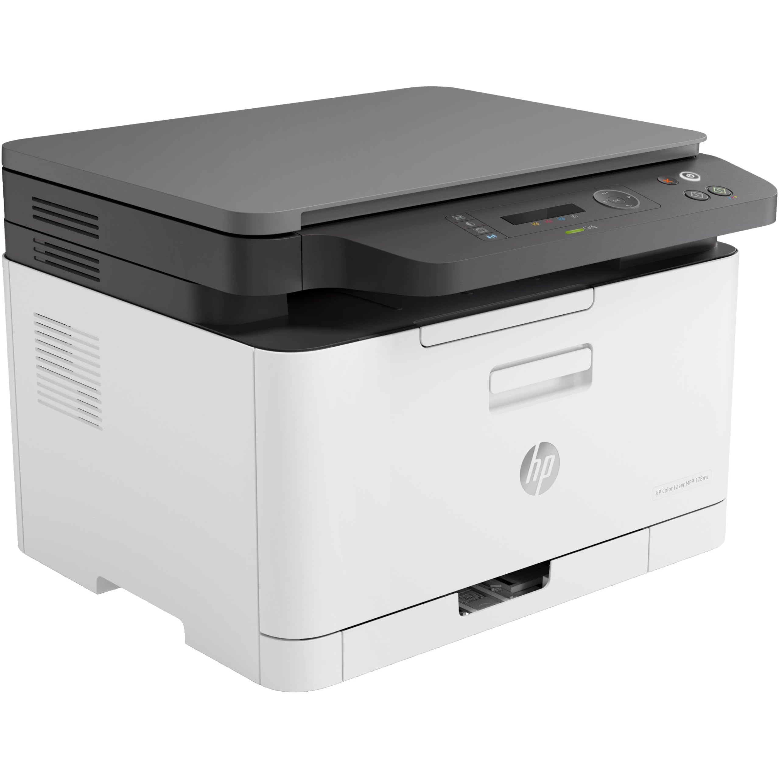 HP Color Laser MFP 178nw 4ZB96A - Impresora Láser Color Multifunción Wi-Fi, Imprime, Escanea y Copia, Ethernet, USB 2.0, Smart App, Panel LCD, Blanca y Gris