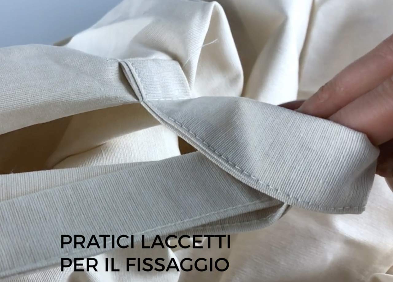 BIANCHERIAWEB Copridivano Fodera Telo Protezione Divano Con Laccetti Fiocco Varie Fantasie 2 Posti Prez Beige