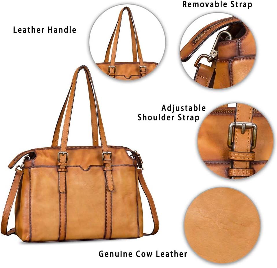 Genuine Leather Shoulder Bag Tote Bag for Women Vintage Real Leather Purses and Handbags Crossbody Satchel Bag with Strap - Image 6