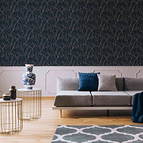 Innocence Navy and Copper Wallpaper Innocence Navy and Copper Wallpaper