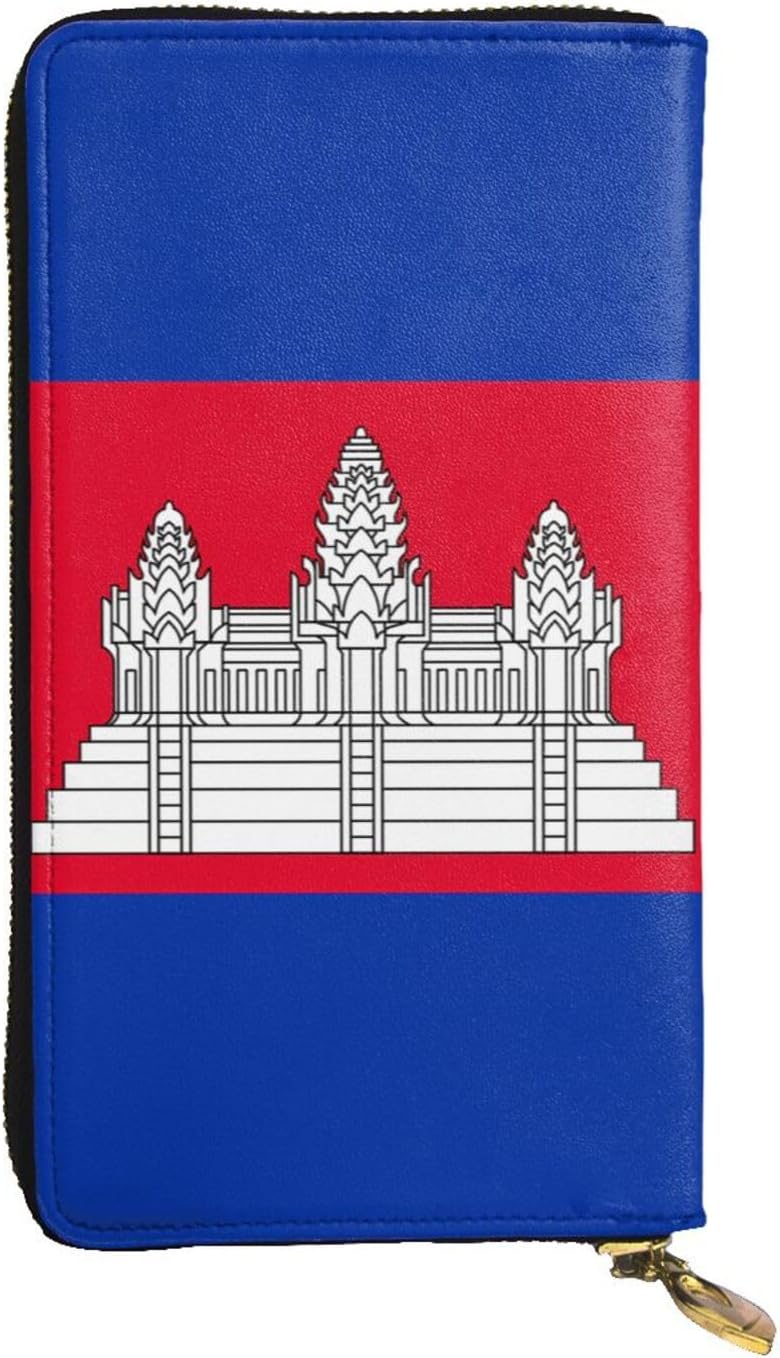 Cambodia Flag Women's wallet, clutch wallet, with zipper, large capacity.