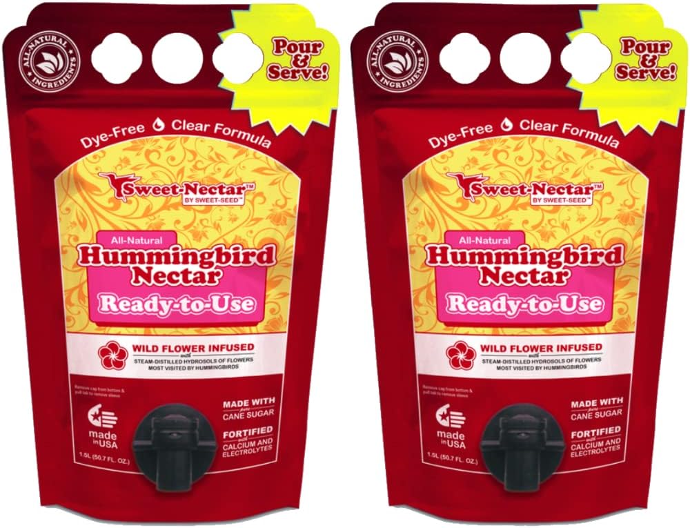 2 Set SweetNectar ReadytoUse Hummingbird Nectar, 1.5 Liter (50.7 Ounces) Clear