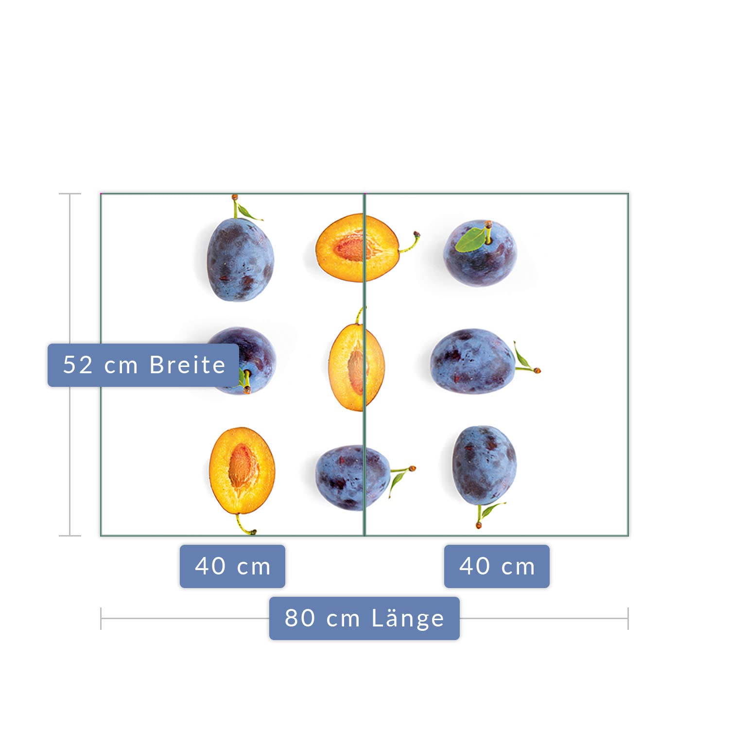 Decorwelt - Cubiertas para cubrir la vitrocerámica de las frutas azules, protección contra salpicaduras, de cristal, decoración para cocinas eléctricas, de inducción, para placas de cocina, tabla de