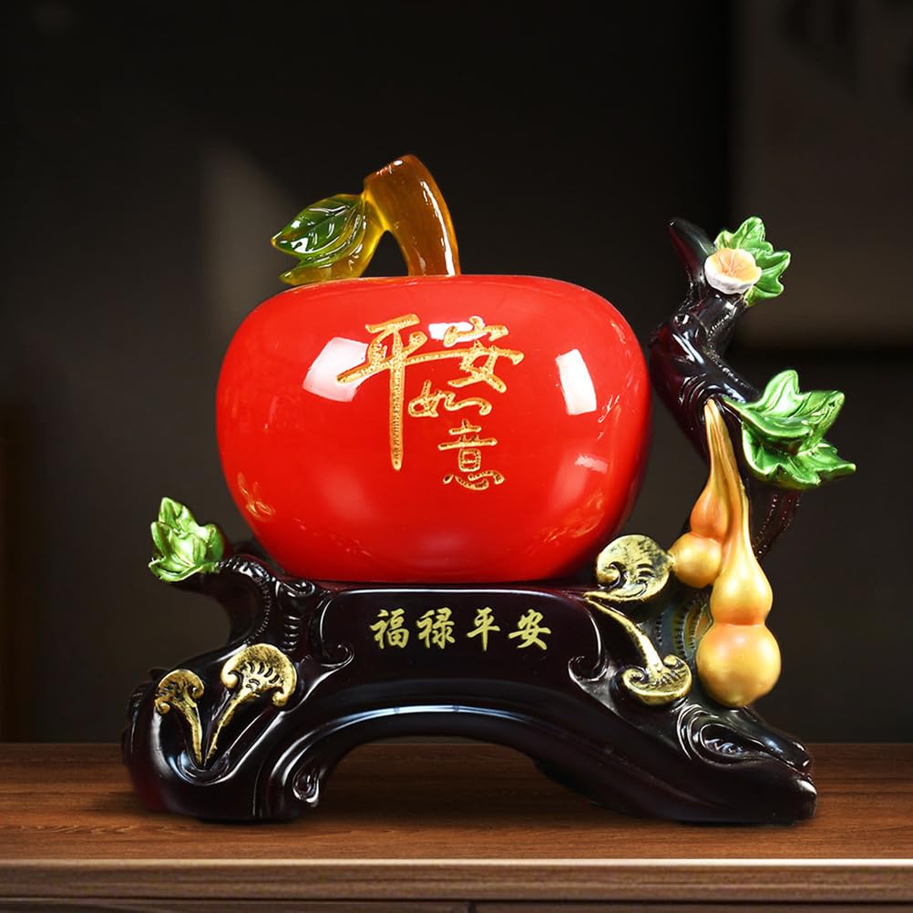 Dekoracyjna statua sztuki Feng Shui Lucky Ruyi, kolekcja rzemiosła artystycznego Rzeźba Blat Sztuka z żywicy Figurka kolekcjonerska do domu i biura Salon Dekoracja półki biurowej,Red