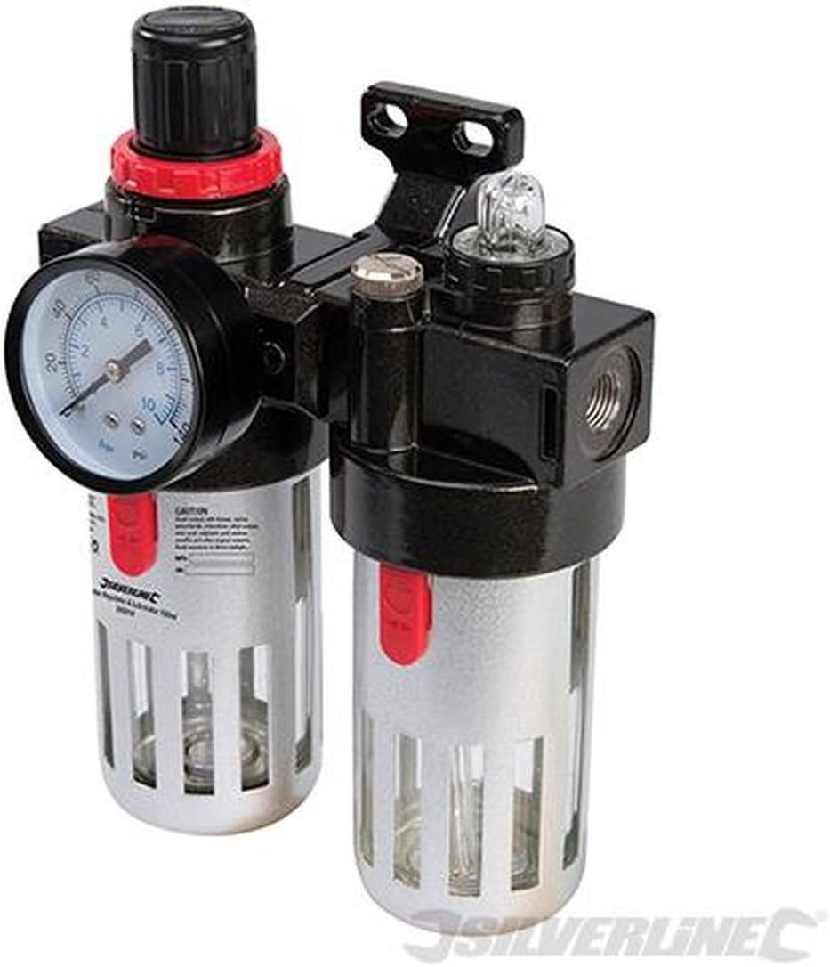 Silverline 245014 Air Filter Regulator and Lubricator 150ml,Blue