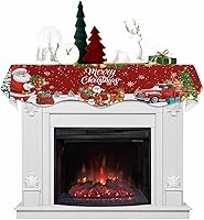 Vista 11 de Bufanda de repisa de Navidad de 90 x 17 pulgadas, decoración de chimenea roja de Navidad, cubierta de mantel de invierno, Navidad, muñeco de nieve