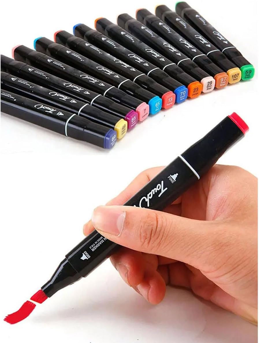 Caneta Marcador Permanente 24 Cores Estojo Ponta Dupla Desenho Pintura Arte Trabalho Escola Estudante Caneta Marcador Permanente 24 Cores Estojo Ponta Dupla Desenho Pintura Arte Trabalho Escola Estudante