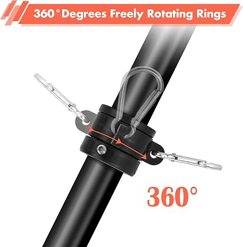 Miniatura 5 de Paquete de 2 anillos de asta de bandera, anillo de montaje de bandera antienvoltura giratorio de 360, kit de asta de bandera giratoria con mosquetón