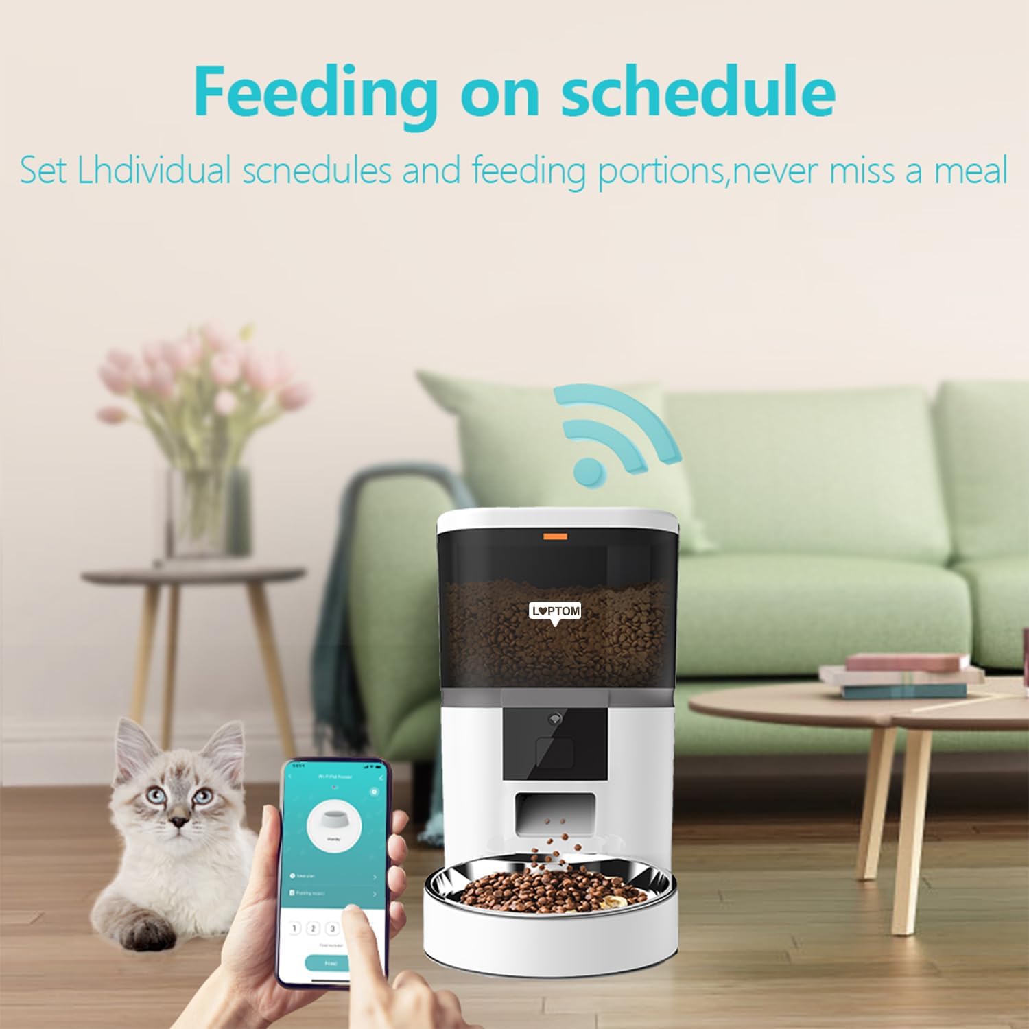 Automatic Pet Feeder - Dogs and Cats Feeder - Food Dispenser - WiFi - LUPTOM