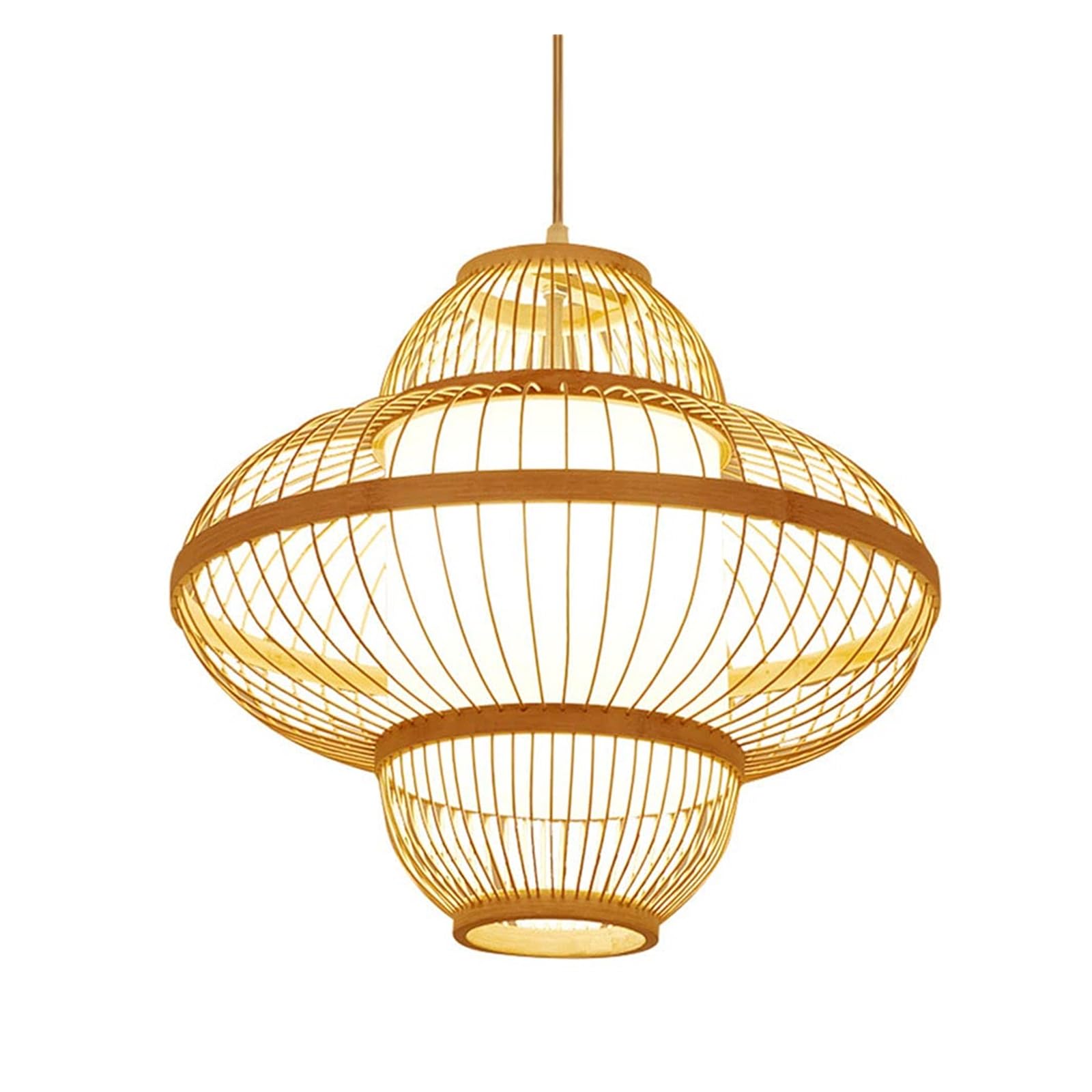Lustre vintage bois pour table à manger suspension rétro 42cm