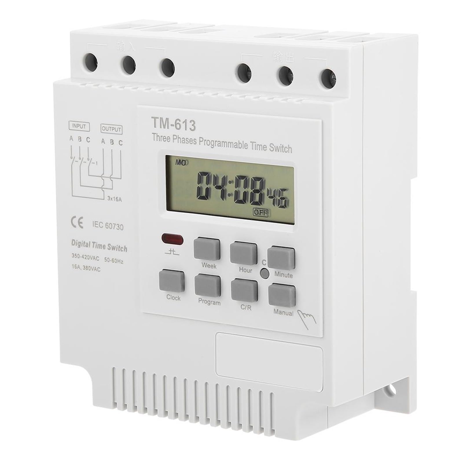 ZERVA Temporizador programable Swtich, Tres Fases 380V Digital Weekly 17ON/Off Control Power Time Switch