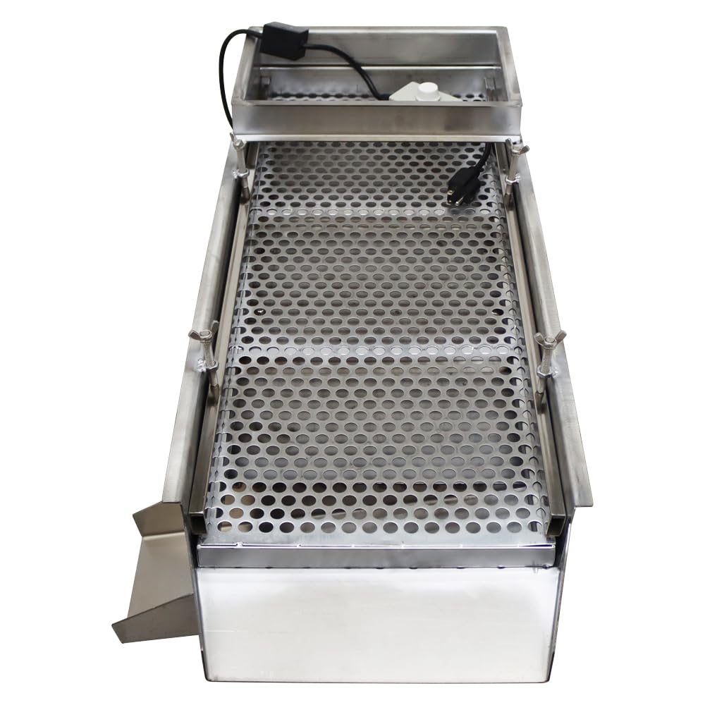 WYDDDARY Small Stainless Steel Linear Screen JG30-75 Electric Linear Sifter Machine Straight Vibrating Sieve Shaker 12mm Round Hole Mesh Single Layer Single Motor 110V