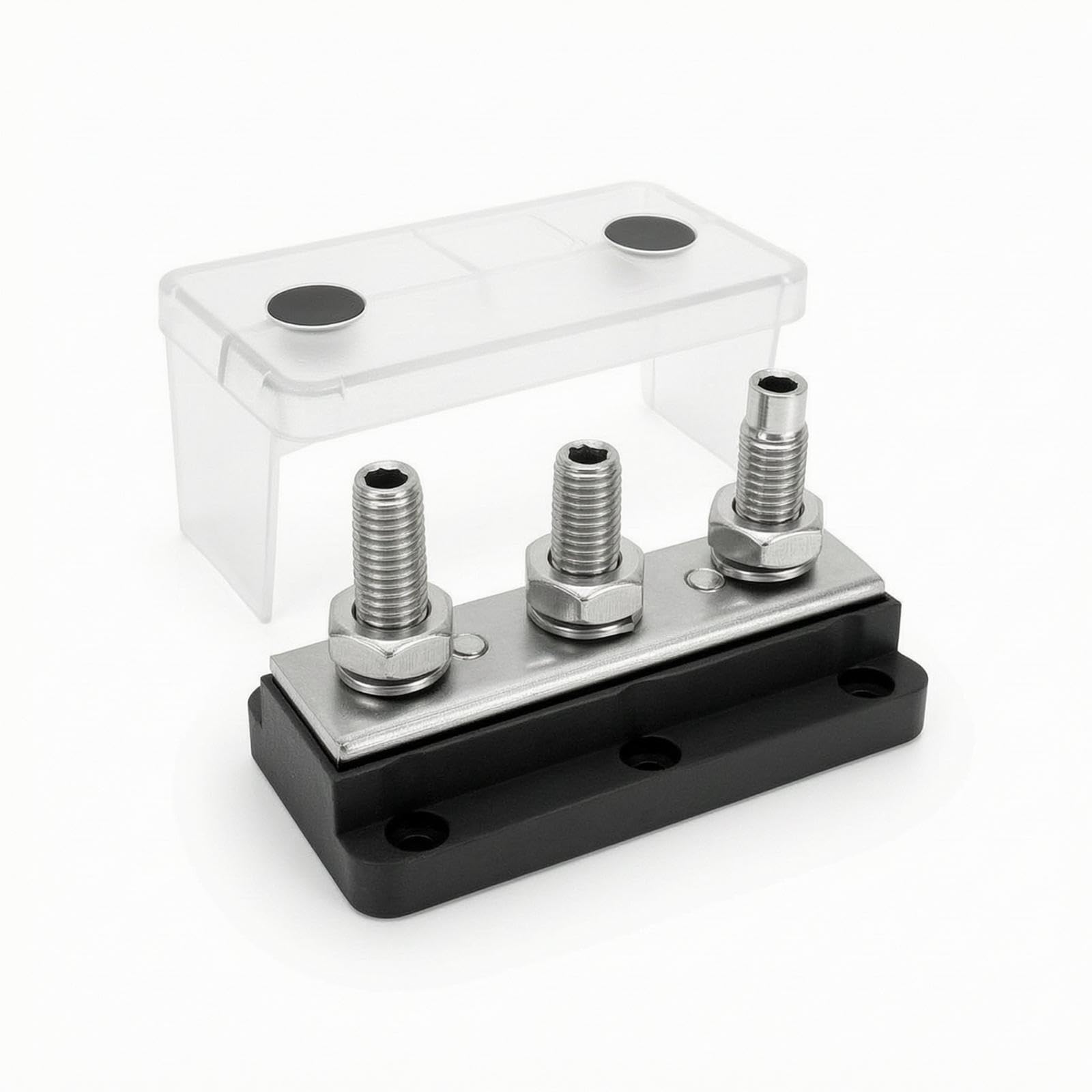 CALANDIS 10mm Busbar High Current Bus Bar Terminal Block with Posts Heavy Duty Bus Bar with Cover for Electricians, Hobbyists, Marine Wiring, Vehicles 3-stud Bus Bar - Blk-image-17