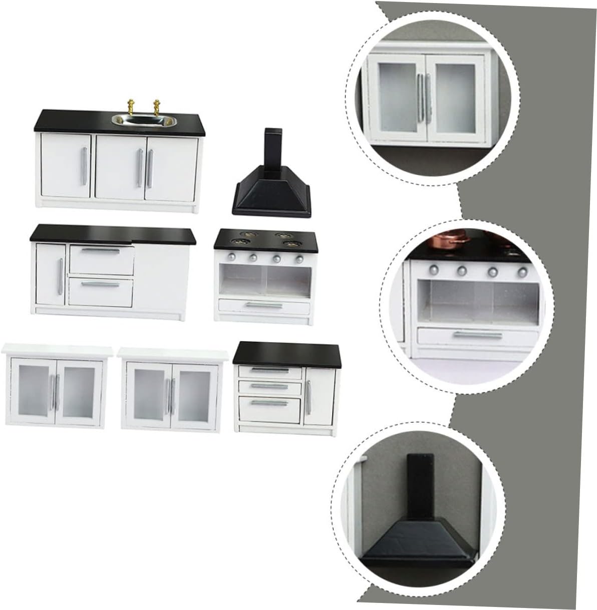 Generic 1 Set Miniature Kitchen Furniture Dollhouse Accessory Gas Stove Cabinet for DIY Scenes for Mini House Decor Safe Wear Resistant Material