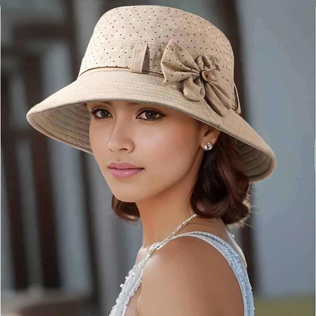 Glamorstar Cloche Hats for Women Vintage Bowler Hat Floral Fedora Bucket Hats - Image 2