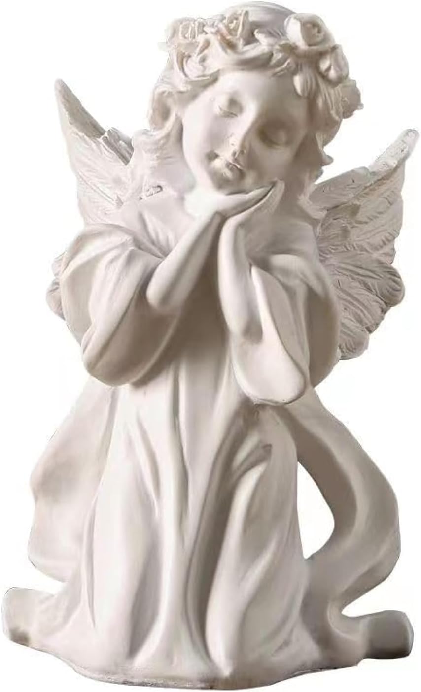 Cosy-YcY Resin Angel Figurine, Praying Angel Figurine, Stylish Statue, Angel Ornament, Ornament for Living Room,White,15CMX20.5CM