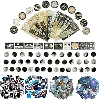 291 Pieces Vintage Style Astronomy Celestial Washi Stickers Set,Decorative Planet Moon Space Astrology Sticker for Journaling,Scrapbooking Diary Planner Album Diary,Card Making Journaling Crafts