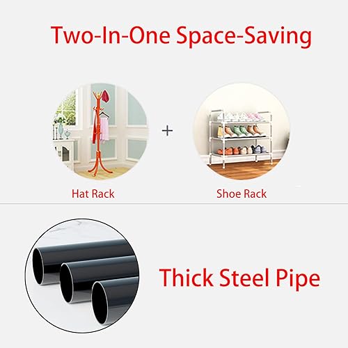Miniatura 3 de Zapatero con perchero, organizador multifuncional de zapatos para entrada de dormitorio, detrás de la puerta, pasillo (negro, 5 capas de 31.5