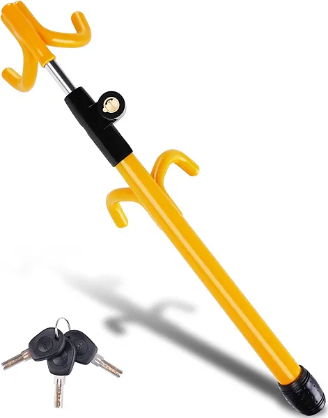 Tevlaphee Car Steering Wheel Lock Great Deterrent Adjustable Car Lock Steering Wheel Anti Theft Car Device for Vehicles,Trucks,Vans,SUVs (Yellow)