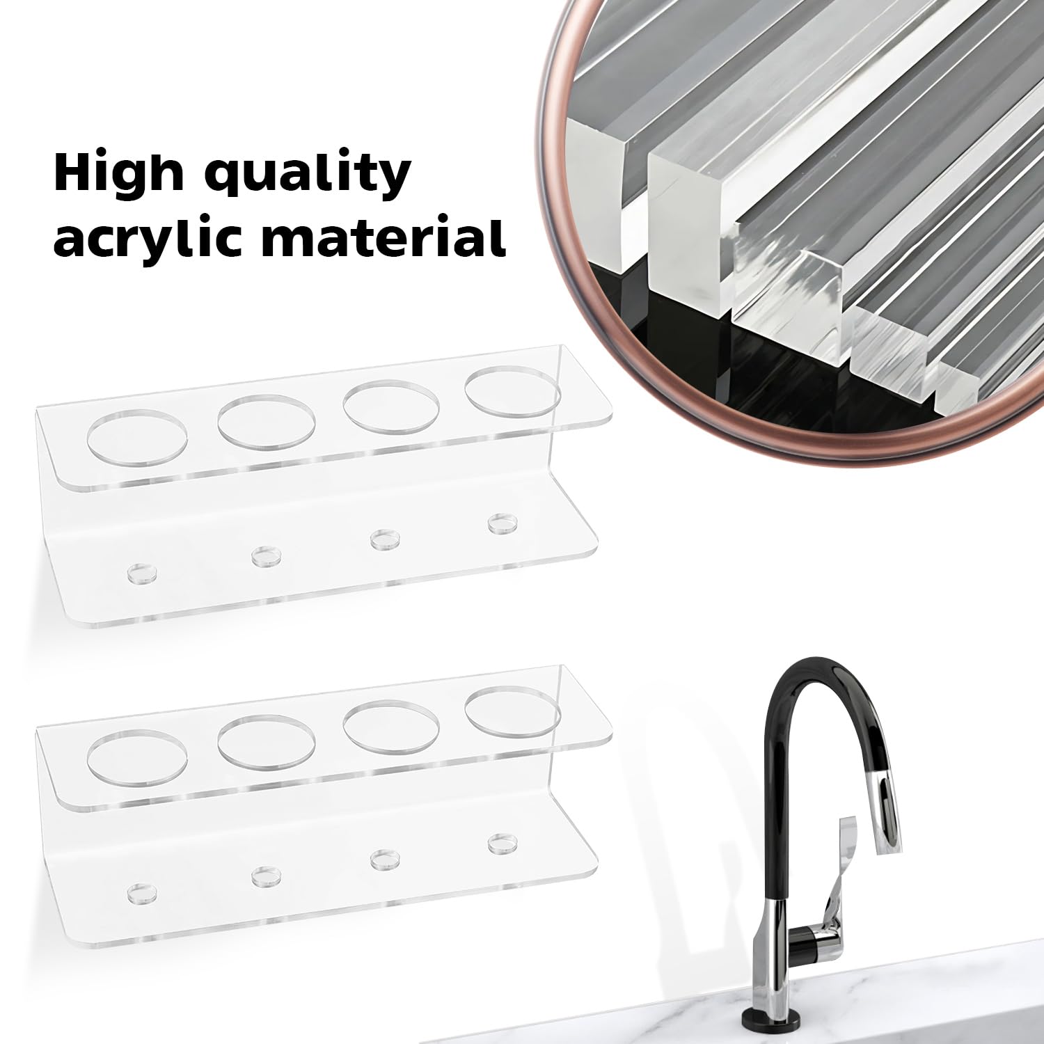 Portaspazzolino Elettrico Da Parete 4 Fori - Con Base Diatomee Assorbente, Senza Fori - Foto 2