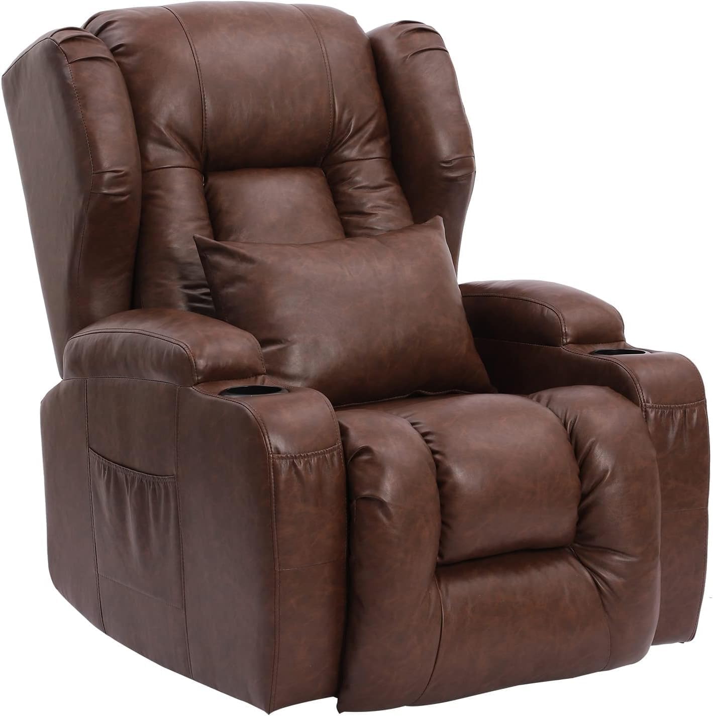 Electric Recliners Chair Elderly & Adult Ergonomic Power Lift Recliner Chair with Massage and Heating, with Side Pocket, USB Charge Port, Cup Holders, Leather