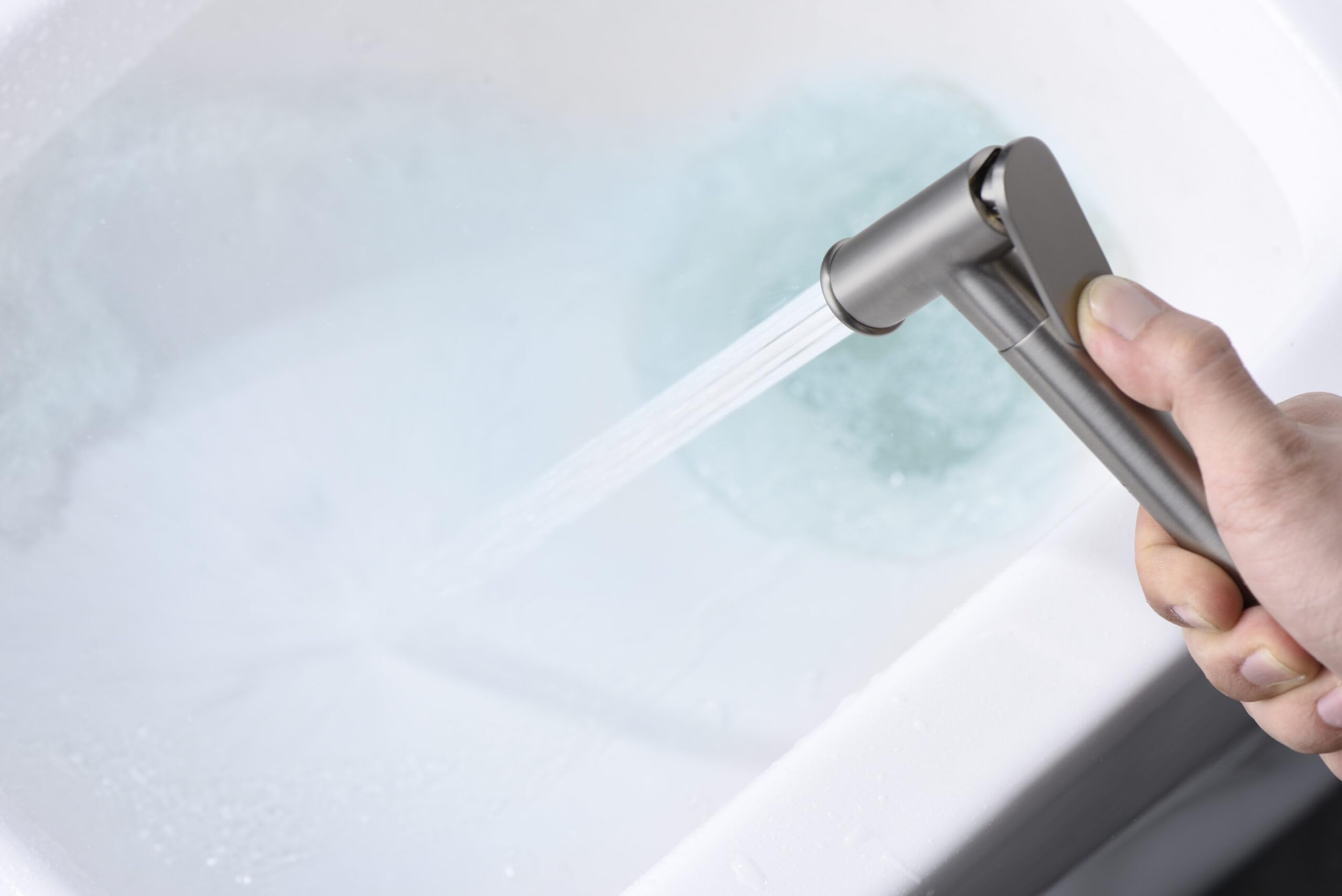 MICE - Grifo Monomando de Bidet Empotrado - Ducha Higienica empotrado - Griferia de baño de bide para agua caliente/Frio Serie LIne Niquel Cepillado - RDD038/NQ