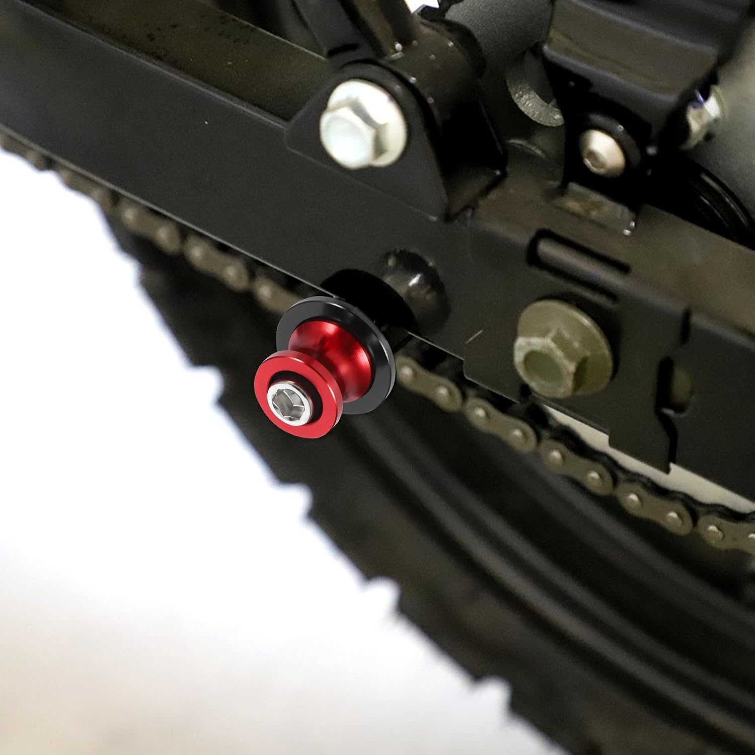 Totority Universal Motorcycle Swingarm Stand Screws 10mm Red Iron Swing Arm Spools Sliders Pair for Popular Motorcycle Frame Accessories