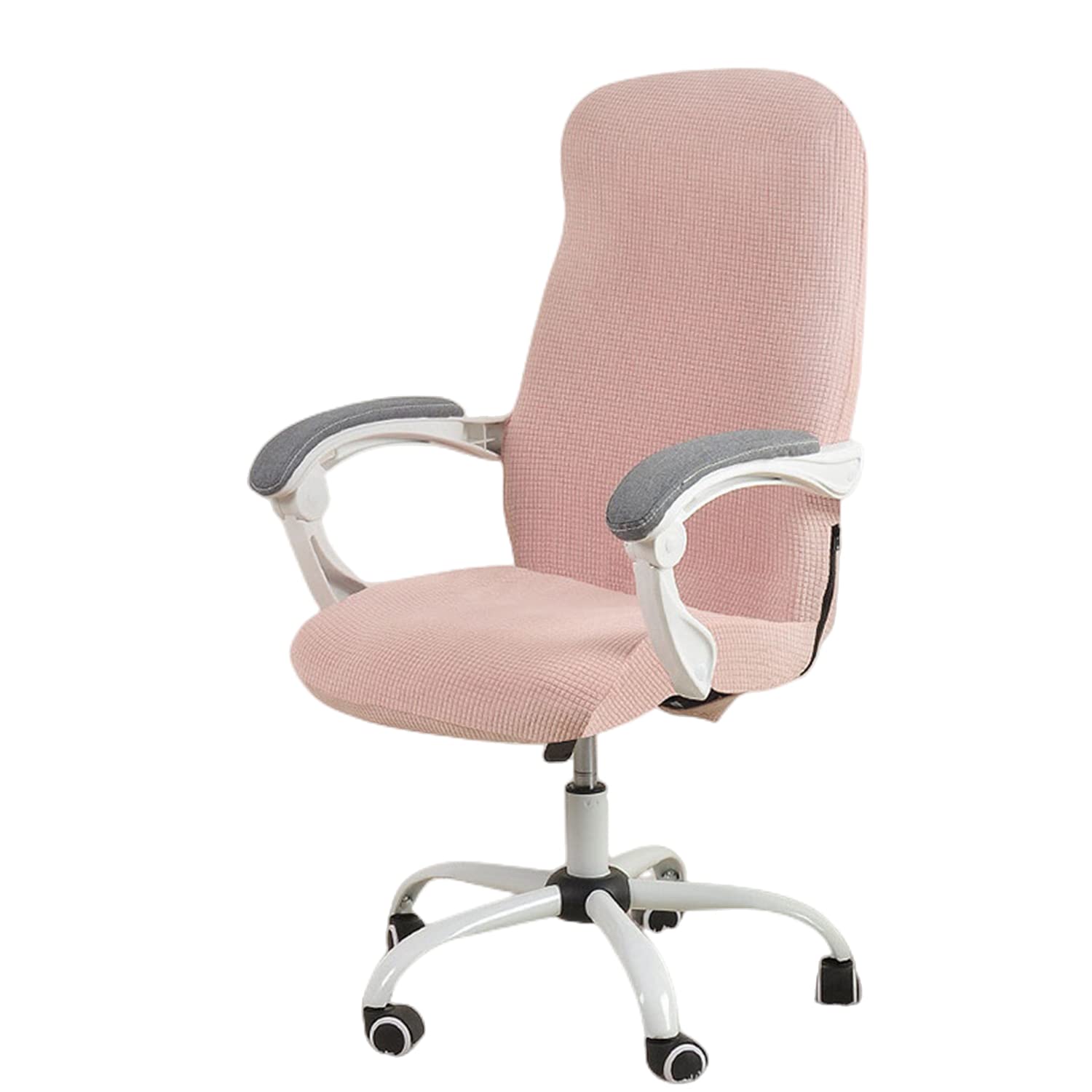 Impermeable Funda para Silla de Oficina, Fundas para Sillas de Computadora, Funda de Sillón Elástica Reposabrazos de Silla Protector para Sillas de Escritorio-Rosa-Medio