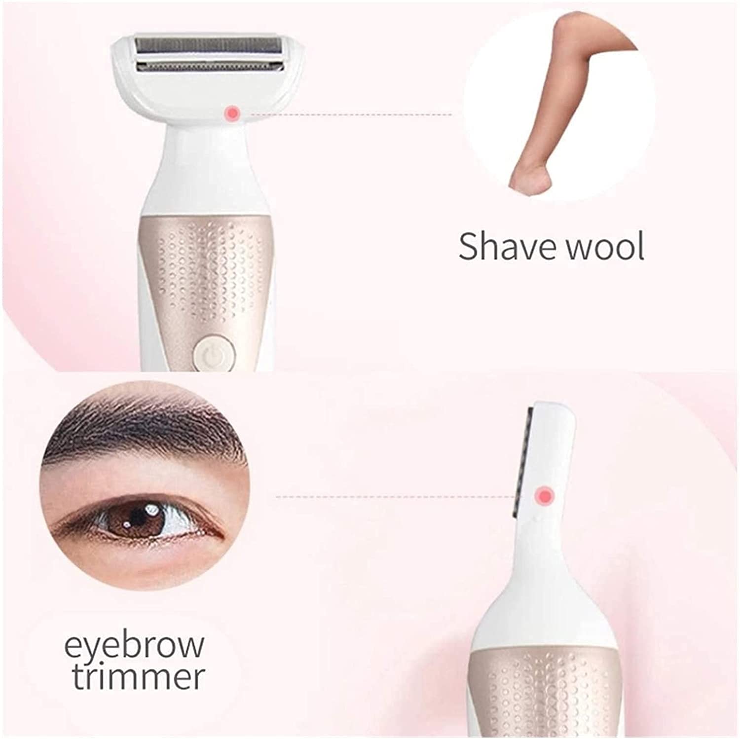 Epilatore da Donna, Rasoio Elettrico 5 in 1, epilazione facciale da Donna, Rasoio e rifinitore, Cordless, Bagnato e Asciutto