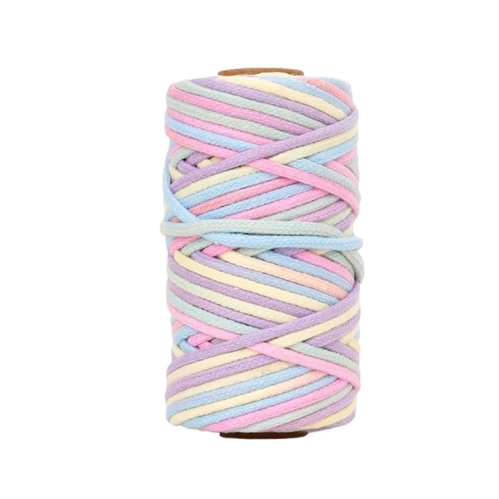 Cotton Macrame Cord 3.0mm Soft Multicolor Cotton Rope 30M per Roll Core-Spun Piece-Dyed DIY Macrame Cord for Bracelets Handcraft Braiding(Color1)