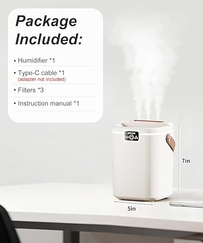 Miniatura 7 de Humidificador de aire para dormitorio con tres pulverizadores, humidificador silencioso de niebla fría de 2 litros para plantas, dormitorio,