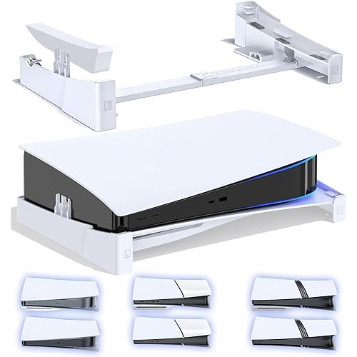 OIVO PS5/ Slim/Pro Horizontal Stand for Disc & Digital Console, Stable PS5 Accessories Base Stand with Upgraded Support Rods on Bottom & Scalable Design for PlayStation 5 Console-White