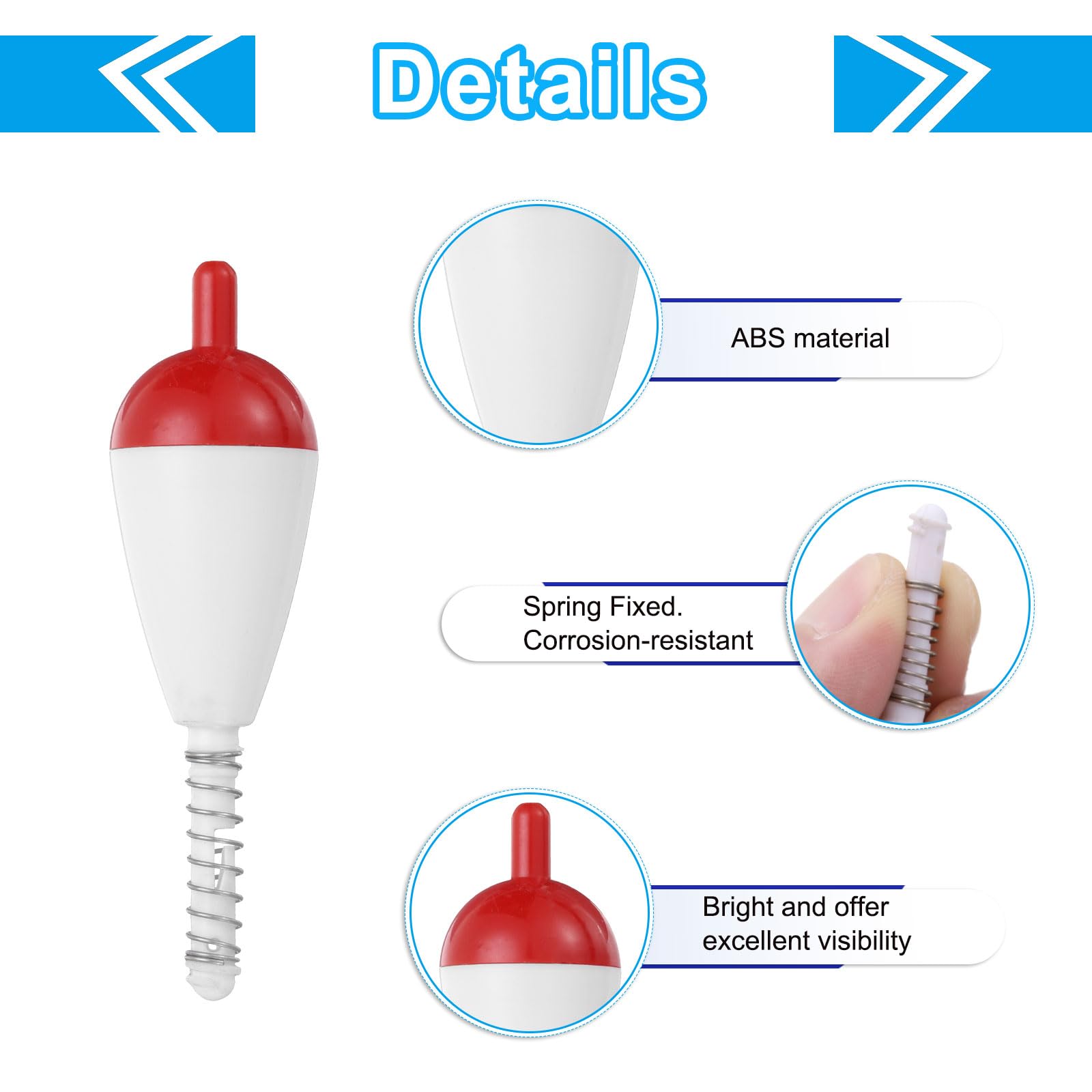 PATIKIL Fishing Float Bobbers, 10 Pack Hard ABS Oval Stick Spring Slip Bobber for Crappie Trout Bass Fishing Red - Image 3