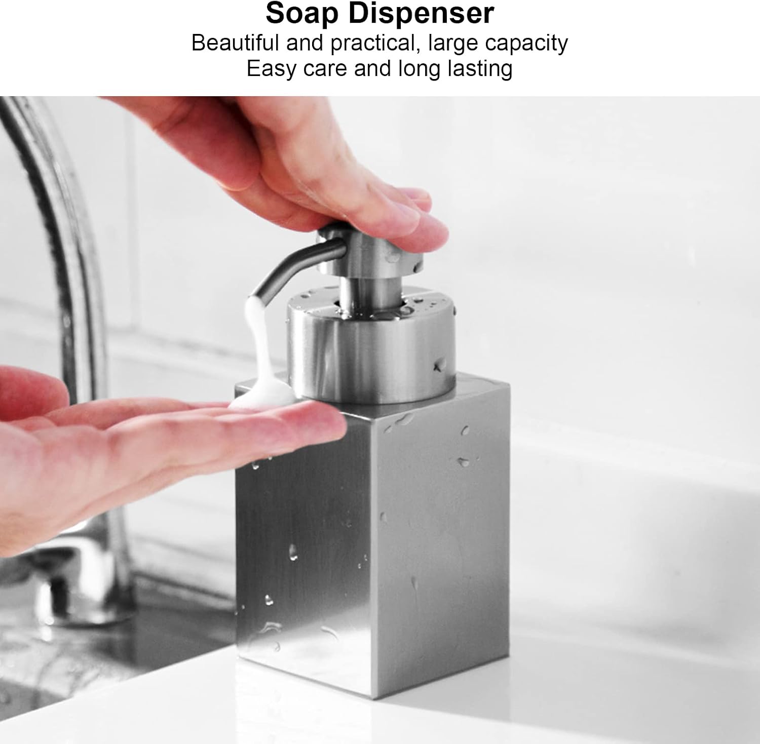 Foaming Soap Dispenser, Refillable Pump Bottle,Stainless Steel Liquid Dish Soap Bottles,Rust-Proof Brushed Nickel Liquid Hand Dish Soap Dispenser Pump,for Bathroom, Kitchen Sink, Home Decor