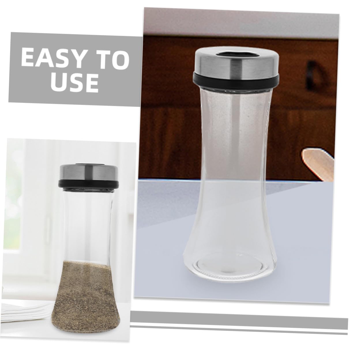 Cabilock 4 Juegos Dispensador De Especias Botellas De Condimentos Multifunción Botellas De Condimentos Domésticos Dispensadores De Condimentos De Cocina Salero Pimentero Vidrio 2 Piezas * 4
