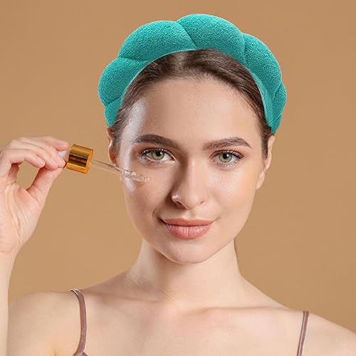 Miniatura 3 de Aopwsrlyi Diadema de spa para mujer, diadema de spa hinchada mimi y co spa para lavar la cara, diademas de maquillaje (verde, talla única)
