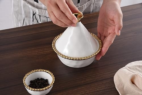 Miniatura 6 de Pampa Bay Tajín pequeño de porcelana bañada en titanio Golden Salerno, 5 x 5 pulgadas