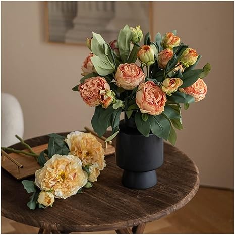 Amazon シミュレーションフラワー 家の結婚式のオフィスの装飾テーブルの装飾のためのレトロな造花 本物のタッチシミュレーション牡丹の花 Cozy Atmosphere Color C 造花 オンライン通販