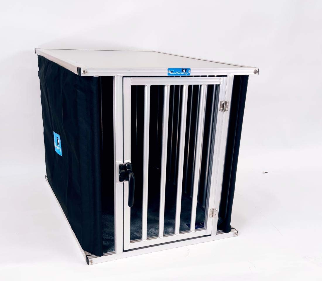 Callieway® Alu Dogbox (FIX) – Hundekäfig Aluminium für Büro & Zuhause, 1-türig; (XL: 95×66×70cm)